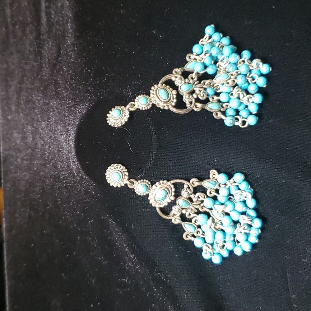 Long Turquoise Chandelier Earrings